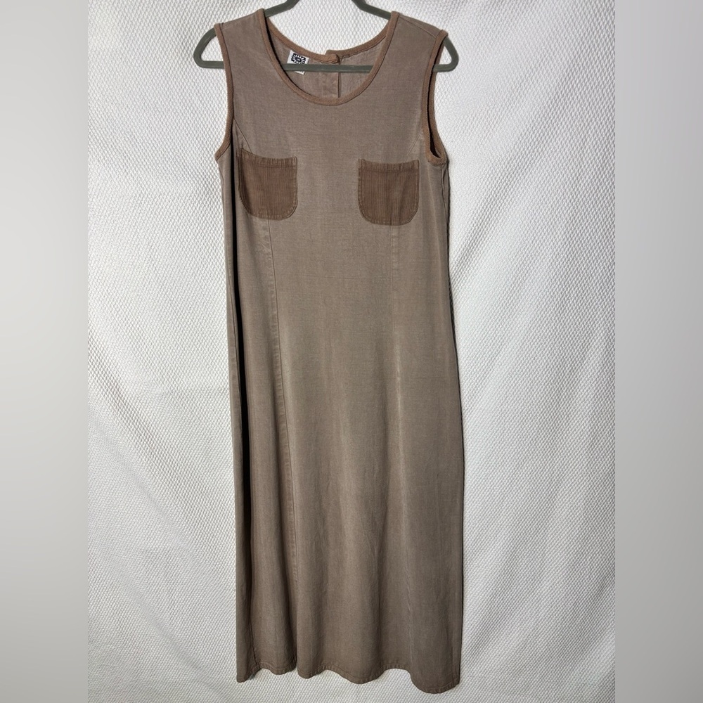 JOHHNY WAS COLLECTION Sz M (estimated) Sleeveless Taupe Pocket Maxi Dress